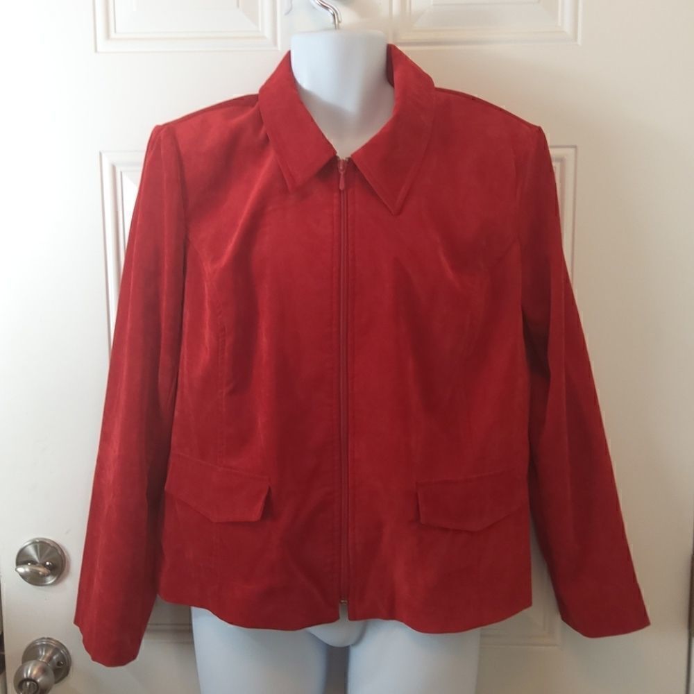 Kim Rogers red zippered front corduroy jacket
